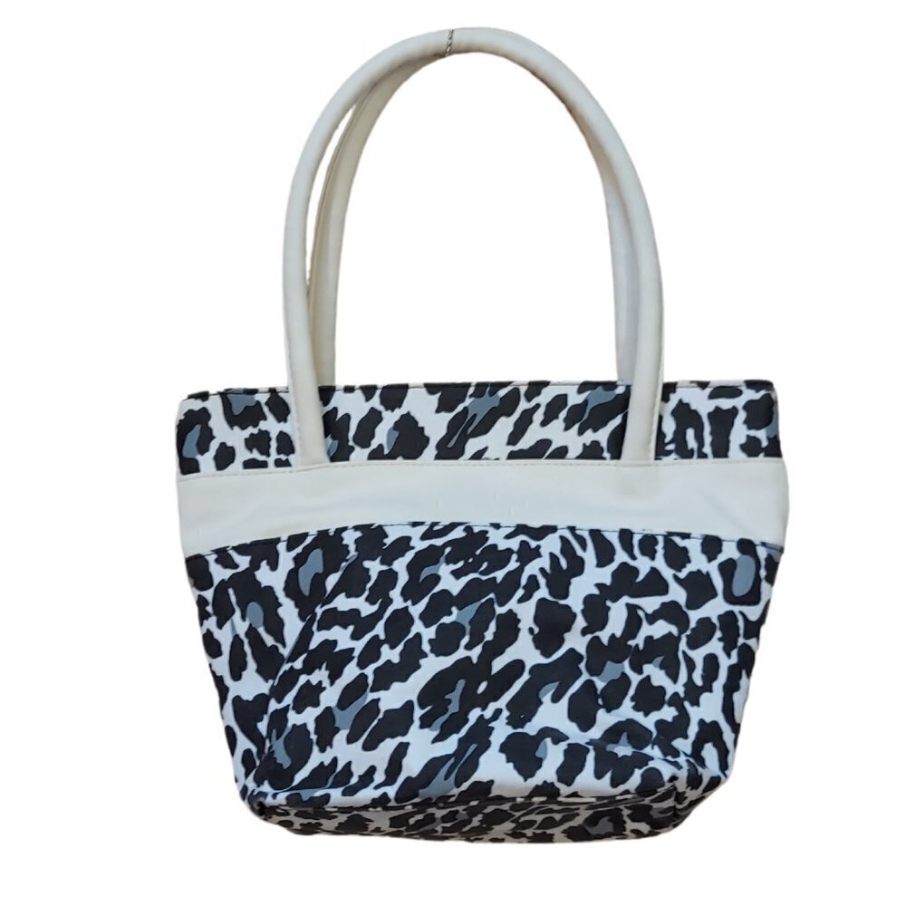 MURVAL Insulated Lunch Bag Tote Cooler White Leopard Print Stylish Women